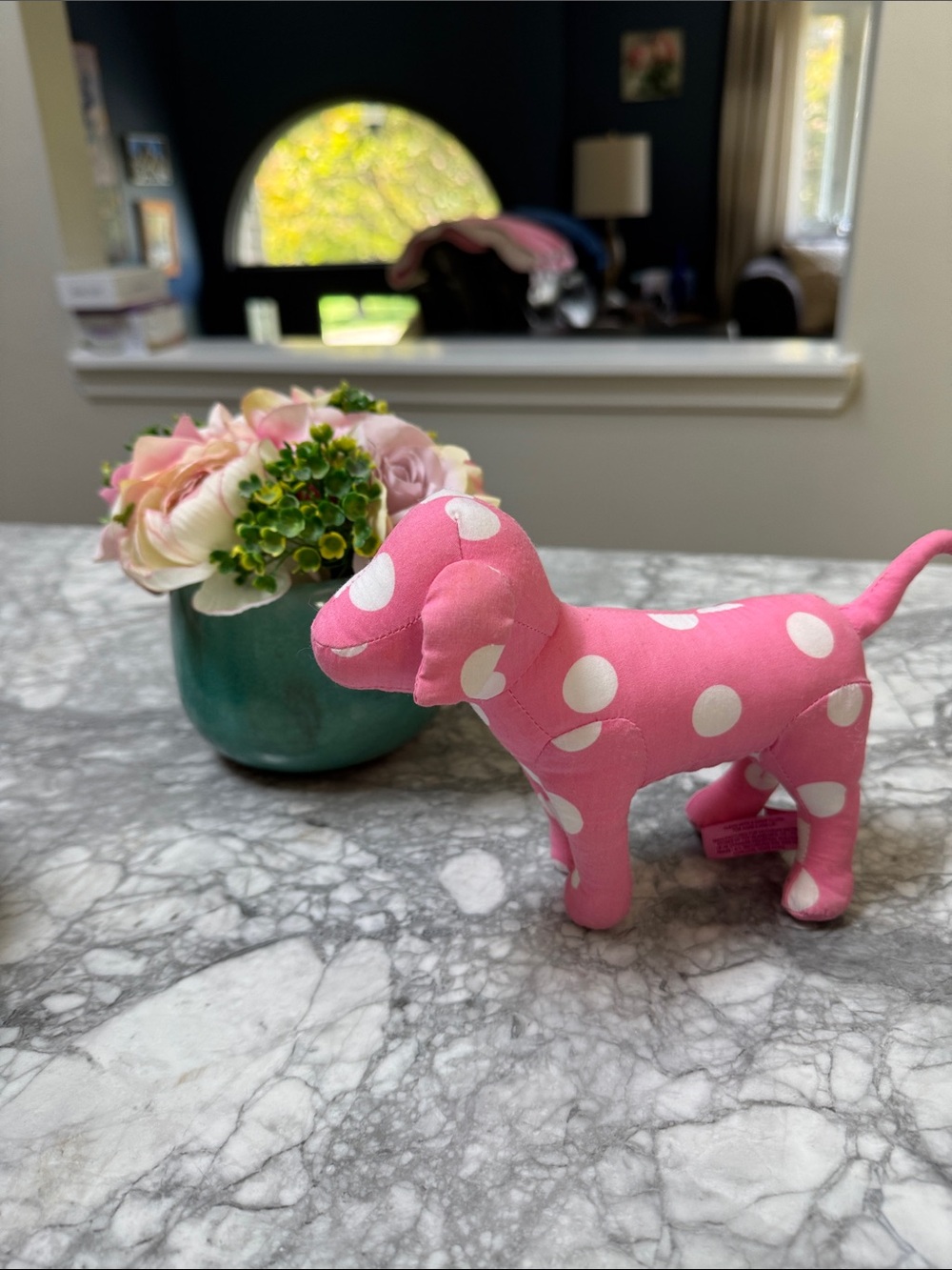 Pink  Victoria’s Secret Polka Dot Decorative Dog Figurine - Home Accents